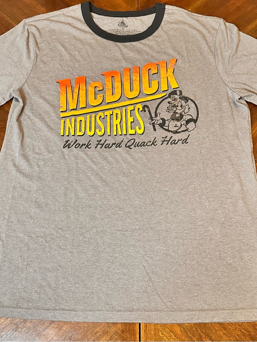 Disney McDuck Industries Gray Ringer Tee with Yellow-Orange Logo